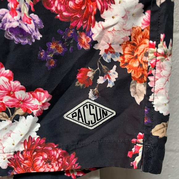 Pac Sub Floral Swim Shorts- Dark Maroon - Picture 2 of 6